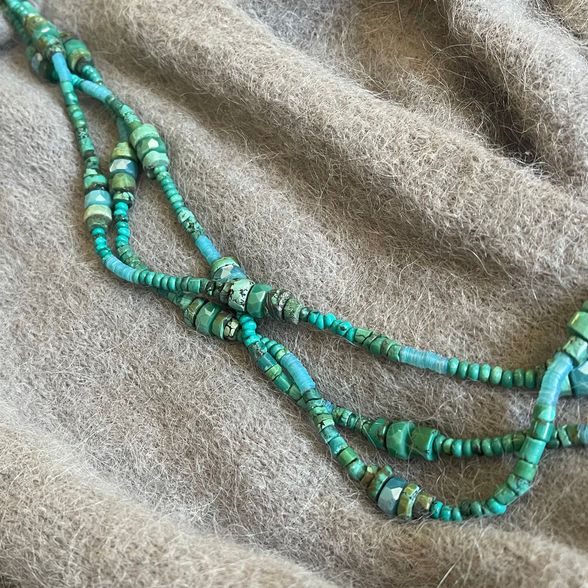 Turquoise & Swarovski wrap necklace