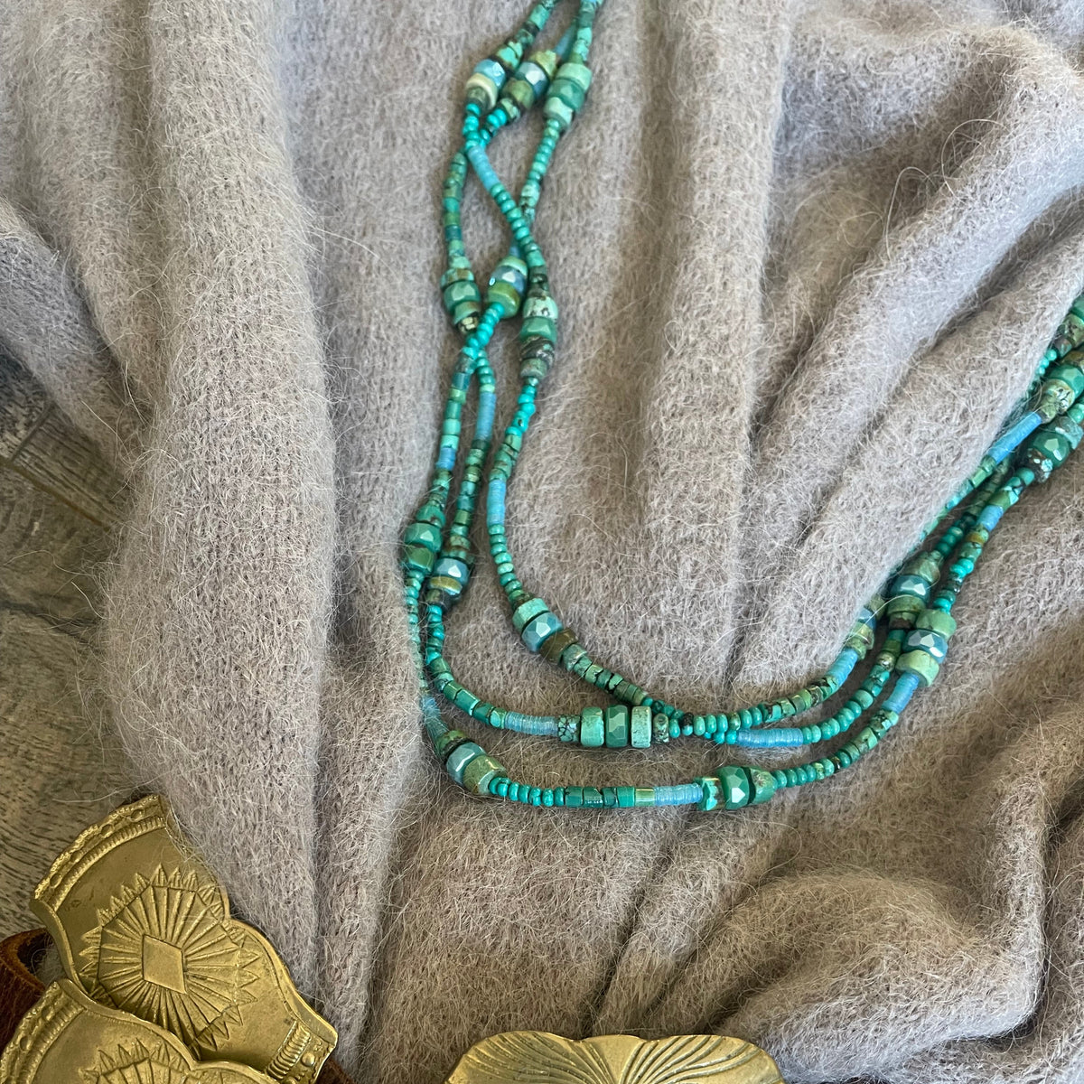 Turquoise & Swarovski wrap necklace