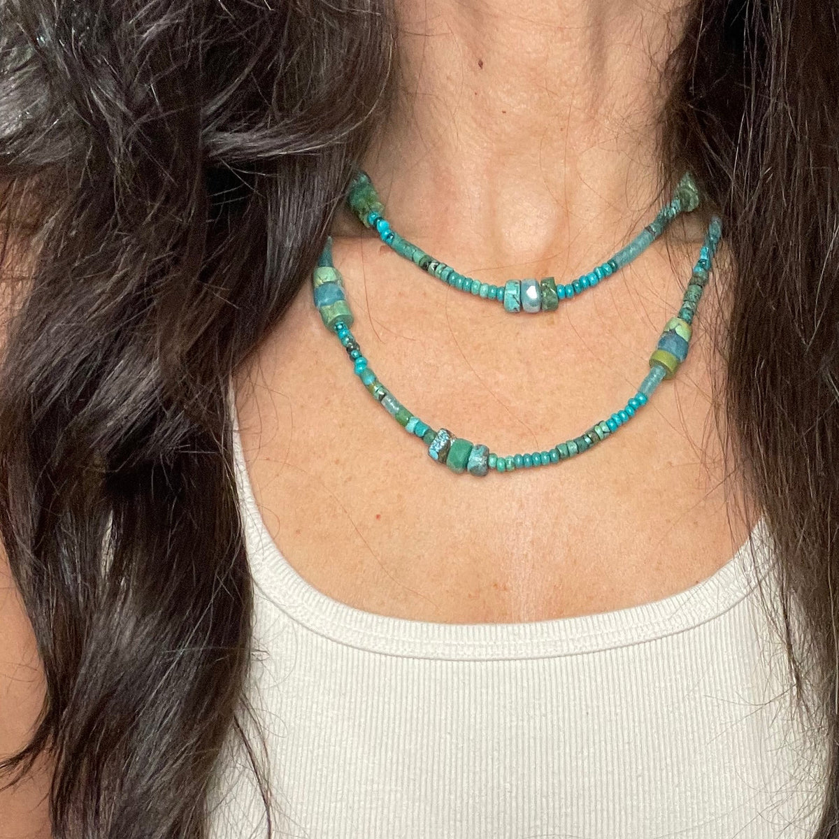 Turquoise & Swarovski wrap necklace