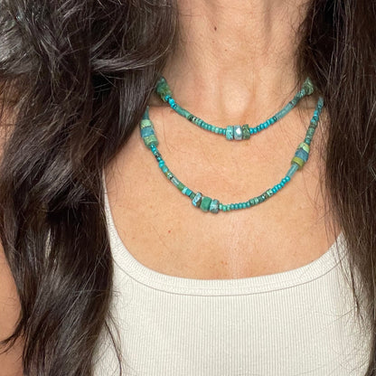 Turquoise & Swarovski wrap necklace