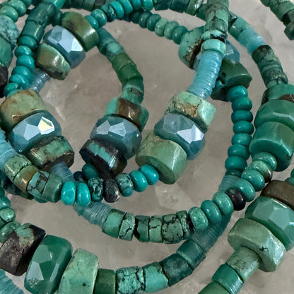 Turquoise & Swarovski wrap necklace