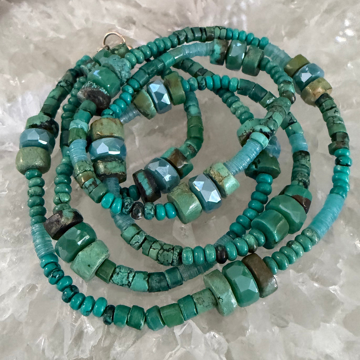 Turquoise & Swarovski wrap necklace