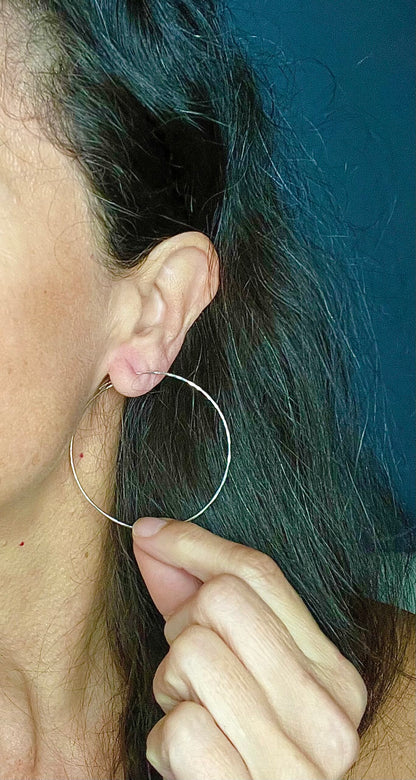 Hammered Metal Hoop Earring