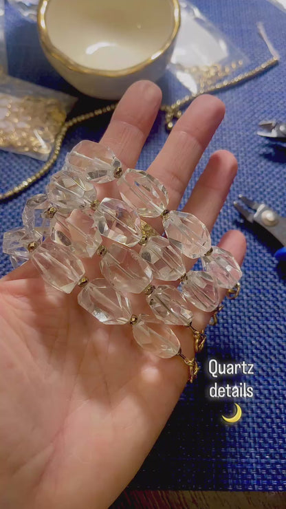 Faceted quartz crystal cuff