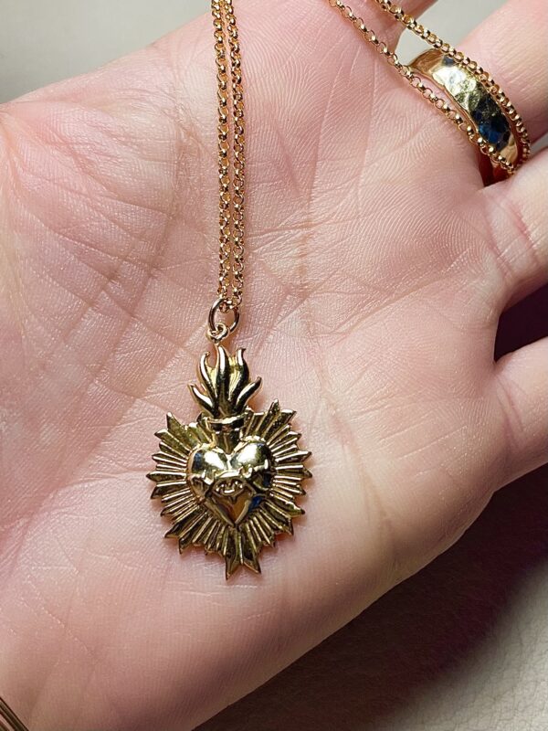 SACRED HEART Bronze & 14K Gold Fill