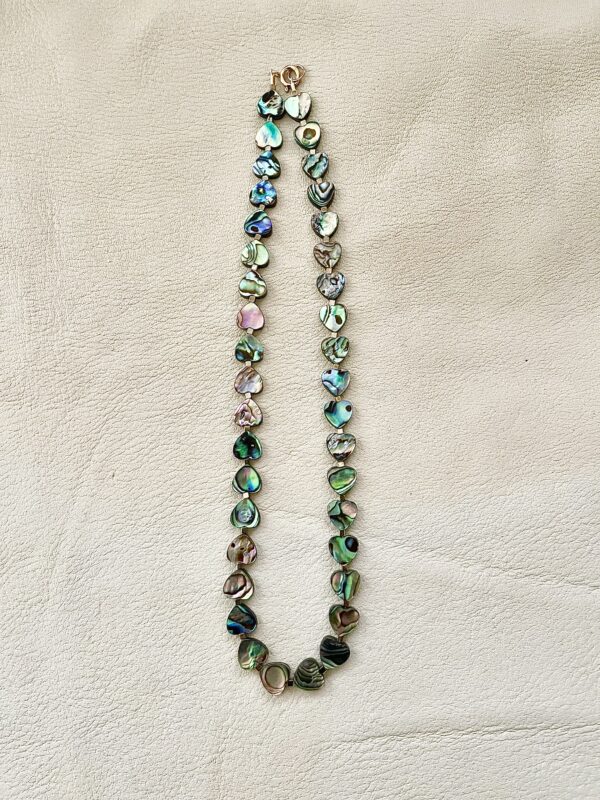 Abalone heart and Pyrite Collar